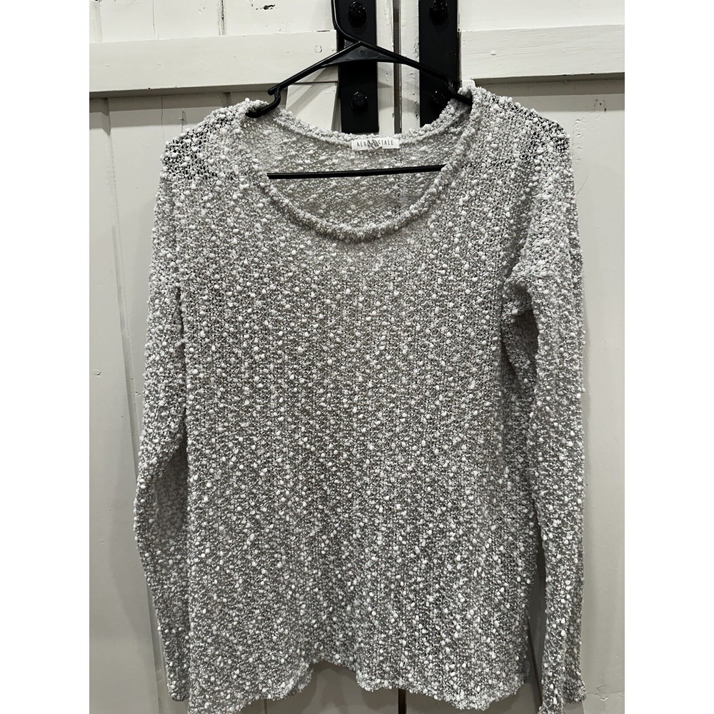 Aeropostale Womens Gray Textured Knit Long Sleeve Sweater Top M M